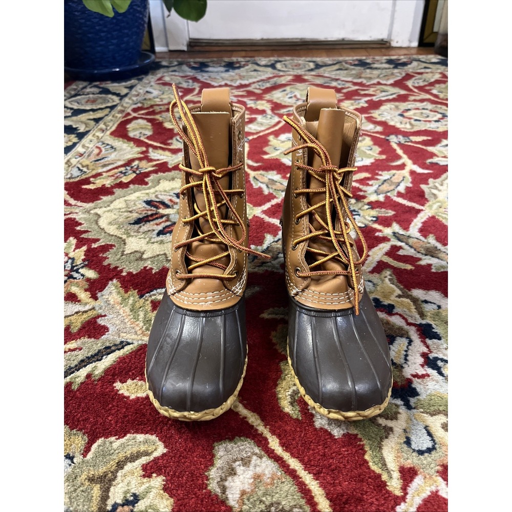 L.L.Bean Bean Boots Women's 7M Brown Leather Duck Boots Made in Maine USA